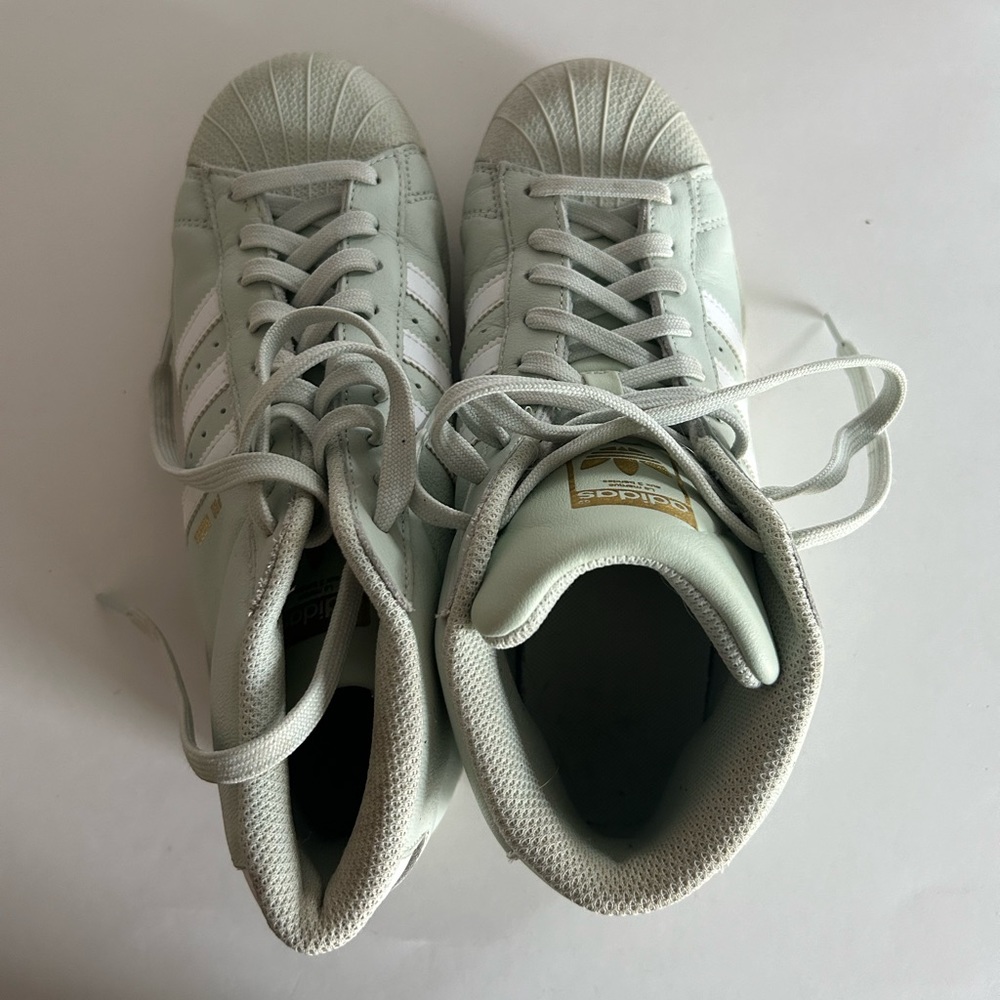 Adidas Originals Pro Model Shell Toe Mint/White/Gold Sneaker Men’s 5 1/2 - Picture 3 of 11
